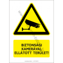 Biztonsági kamerával ellátott terület figyelmeztető piktogram tábla