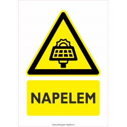 Napelem figyelmeztető piktogram tábla