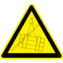 Függő teher figyelmeztető piktogram matrica