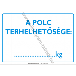 A polc terhelhetősége rendelkező piktogram tábla