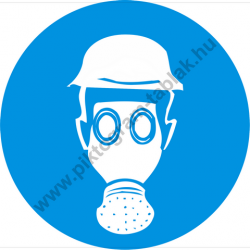 Fejvédő és légzésvédő használata kötelező munkavédelmi piktogram matrica