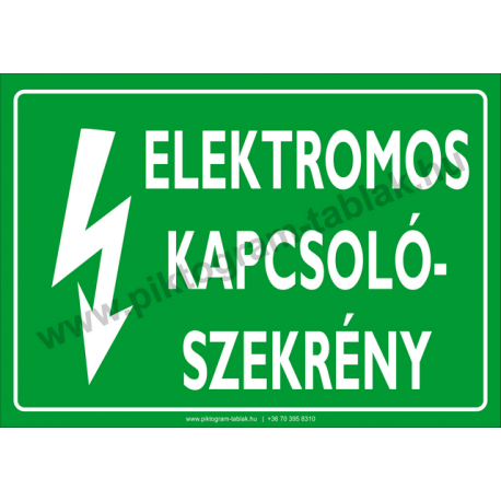 Elektromos kapcsolószekrény villamossági piktogram tábla