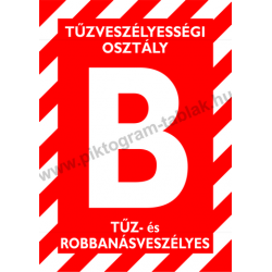 B tűzveszélyességi osztály tűzvédelmi piktogram tábla