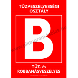 B tűzveszélyességi osztály tűzvédelmi piktogram tábla