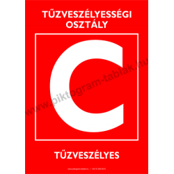 C tűzveszélyességi osztály tűzvédelmi piktogram tábla