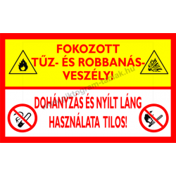 Fokozott tűz és robbanás veszély tűzvédelmi piktogram tábla