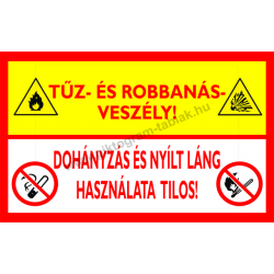 Tűz és robbanásveszély tűzvédelmi piktogram tábla