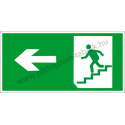 Utánvilágító menekülési út balra a lépcsőn piktogram tábla