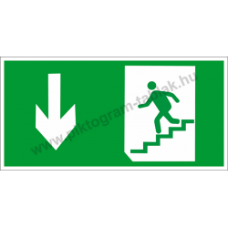 Utánvilágító menekülési út le a lépcsőn piktogram tábla