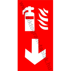 Utánvilágító tűzoltókészülék lefele tűzvédelmi piktogram tábla