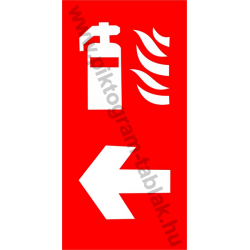 Utánvilágító tűzoltókészülék balra tűzvédelmi piktogram tábla
